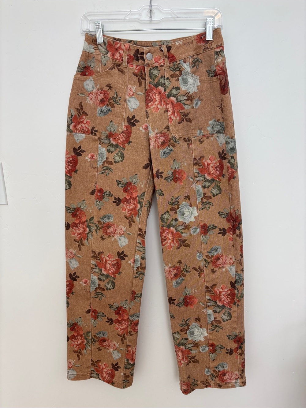 Women’s  Floral Corduroy Pants - Tan Floral